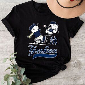 Charlie Brown Snoopy Yankees Baseball Peanuts Cartoon Shirt 93